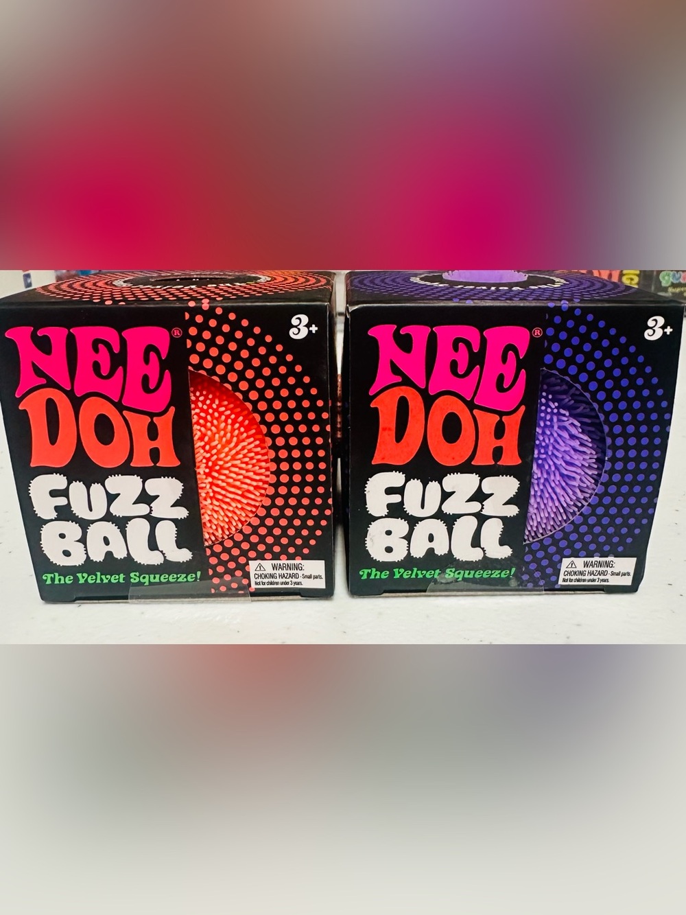 NeeDoh Fuzz Ball Kids Toy - Purple and Orange
